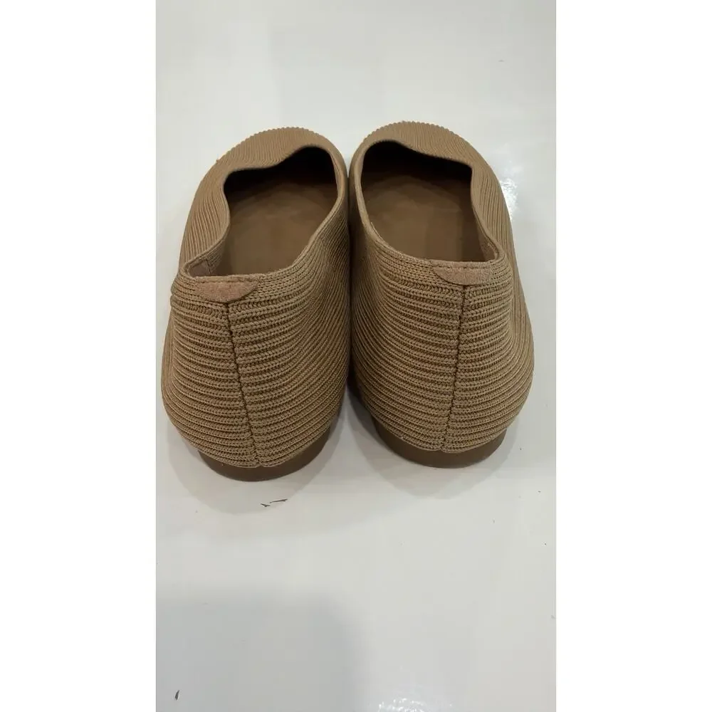 VIVAIA Margot Beige Knit Flats Slip on Washable Ballet Shoes Size EU 42